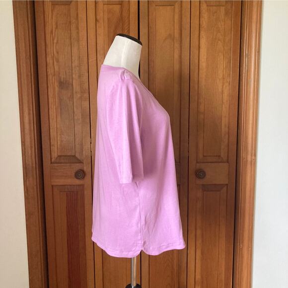 Talbots Lavender Scoop Neck Tee, Size LP - Picture 2 of 5